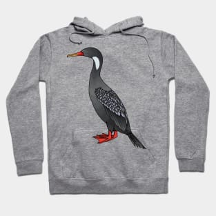 Red-legged cormorant bird cartoon illustration Hoodie